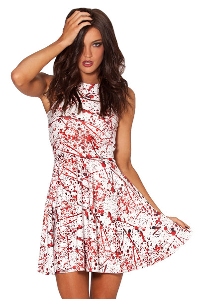 F33052  Halloween Blood Splatter Skater Dress